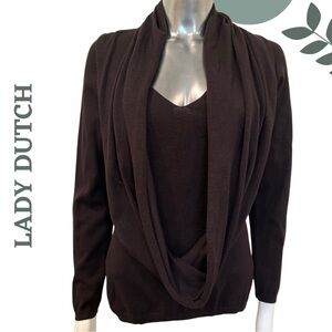 🛍️3/$40 Lady Dutch Layered Knit Sweater Chic Minimalist Convertible Scarf Large